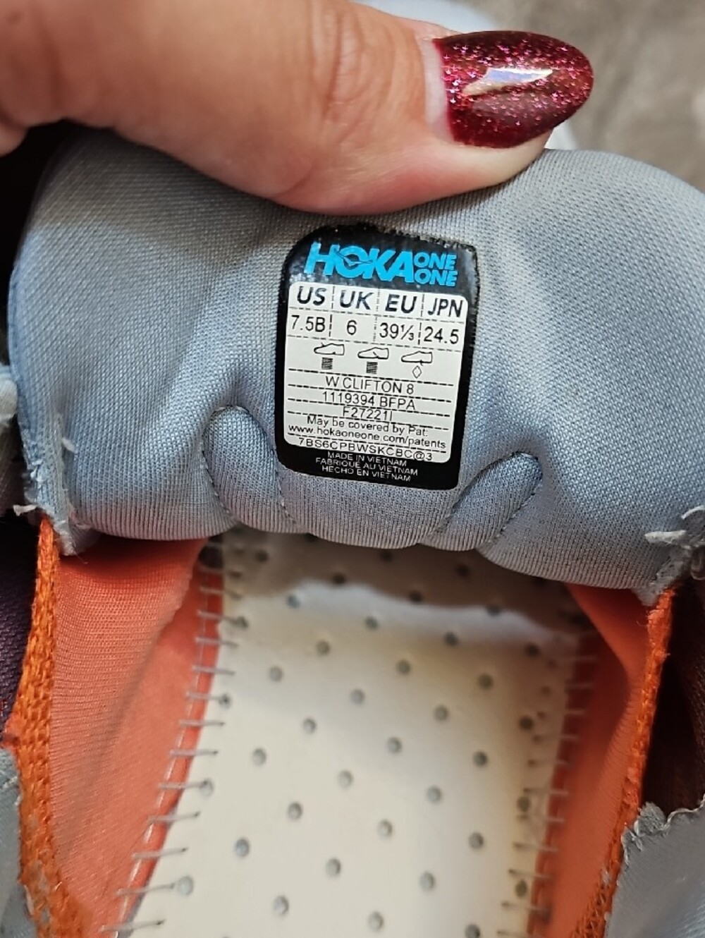 Hoka Clifton 8 Women's Athletic Running Shoe in Light Blue - Picture 8 of 12